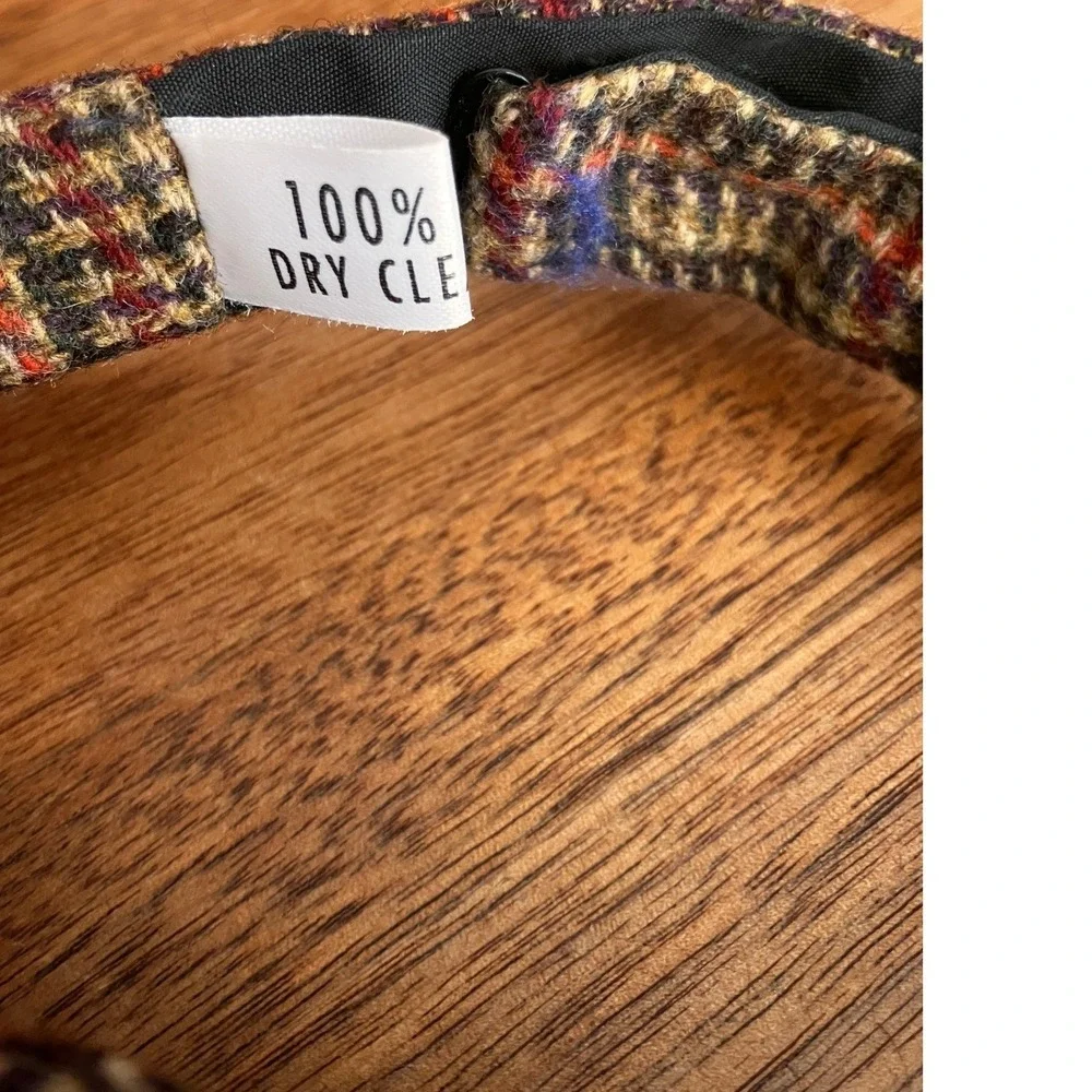 Mens Wool Tweed Bow Tie Multi Color Houndstooth Adjustable Pre-Tied Brown Blue